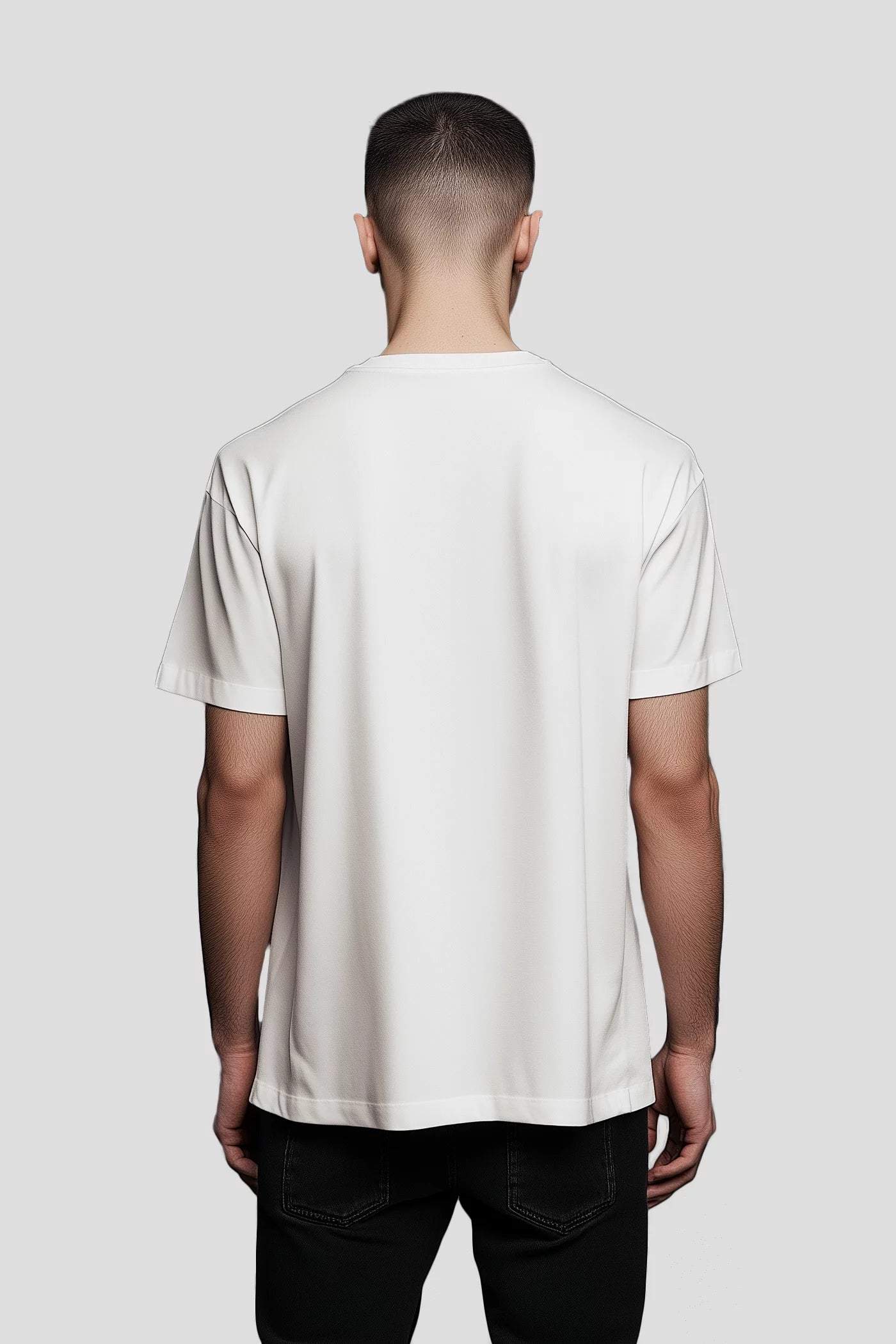HOROSHO Pearl White T-Shirt - Hochwertiges Basic Shirt mit gesticktem Logo, 100% Baumwolle