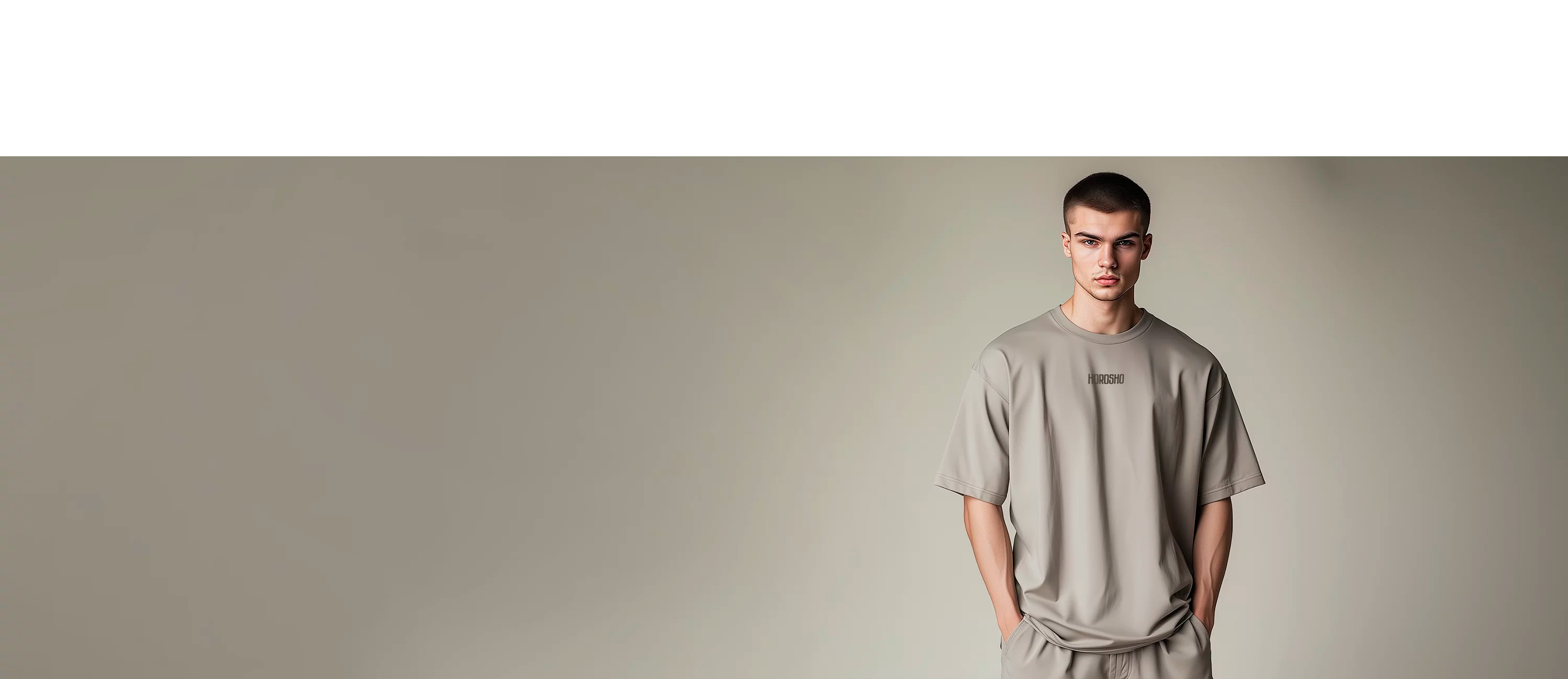 HOROSHO Essential Kollektion - Beiges Premium Set mit Oversize T-Shirt und Hose, minimalistischer Style